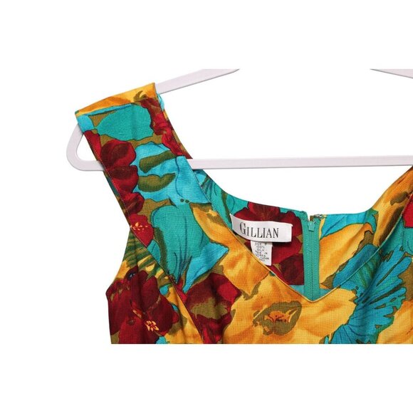 Vintage 80s Gillian Sheath Dress Size 8 Multicolor Floral 100% Silk Tropical - Picture 5 of 12